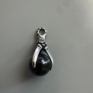 Dragon Eagle Claw Black Stone Pendant Stainless Steel 24” Chain Gift Unisex